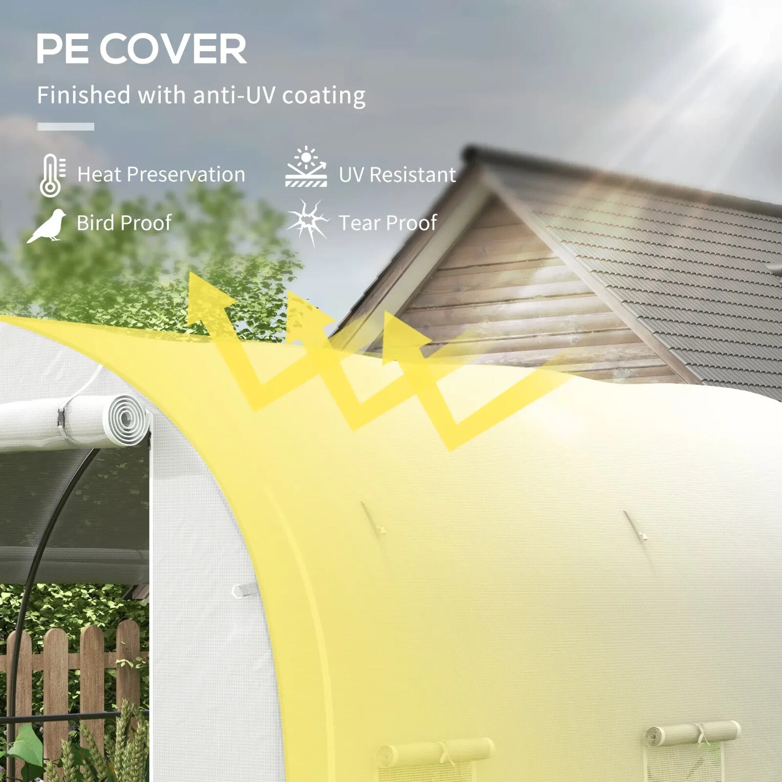 3 x 2 m Walk - In Polytunnel Greenhouse with PE Cover, Mesh Windows & Zipped Door - Home and Garden Furniture Shop - rustic - furniture