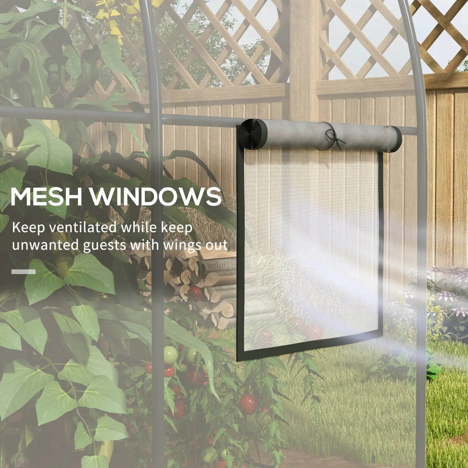 3 x 2 x 2m Walk In Polytunnel Greenhouse with Mesh Window Door Steel Frame Cover - Home and Garden Furniture Shop - rustic - furniture