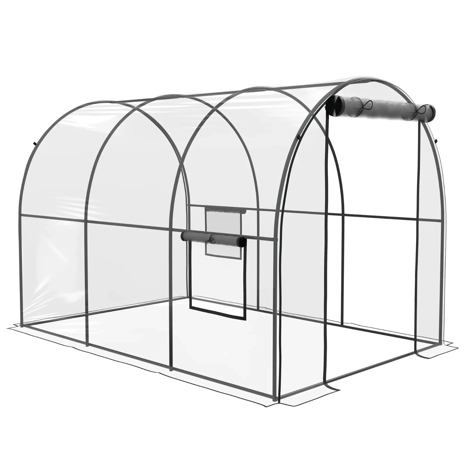 3 x 2 x 2m Walk In Polytunnel Greenhouse with Mesh Window Door Steel Frame Cover - Home and Garden Furniture Shop - rustic - furniture