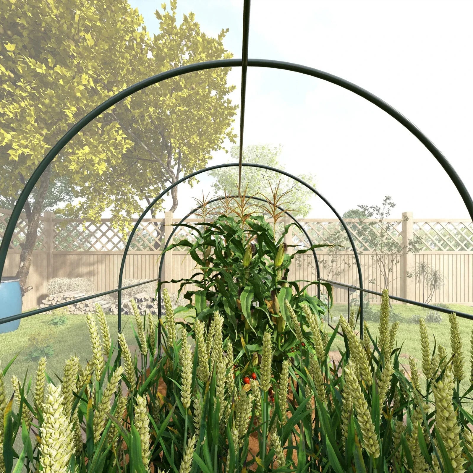3 x 2 x 2m Walk In Polytunnel Greenhouse with Mesh Window Door Steel Frame Cover - Home and Garden Furniture Shop - rustic - furniture