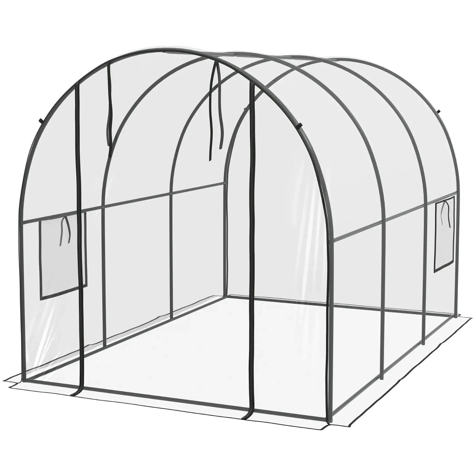 3 x 2 x 2m Walk In Polytunnel Greenhouse with Mesh Window Door Steel Frame Cover - Home and Garden Furniture Shop - rustic - furniture
