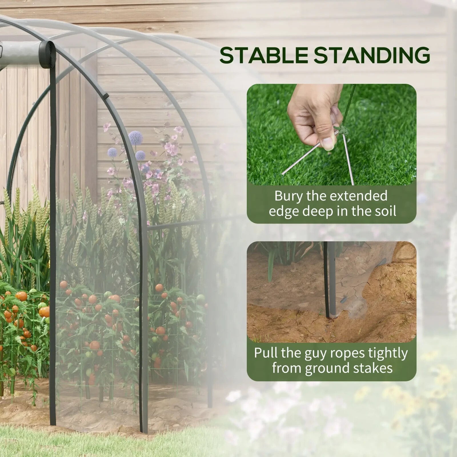 3 x 2 x 2m Walk In Polytunnel Greenhouse with Mesh Window Door Steel Frame Cover - Home and Garden Furniture Shop - rustic - furniture