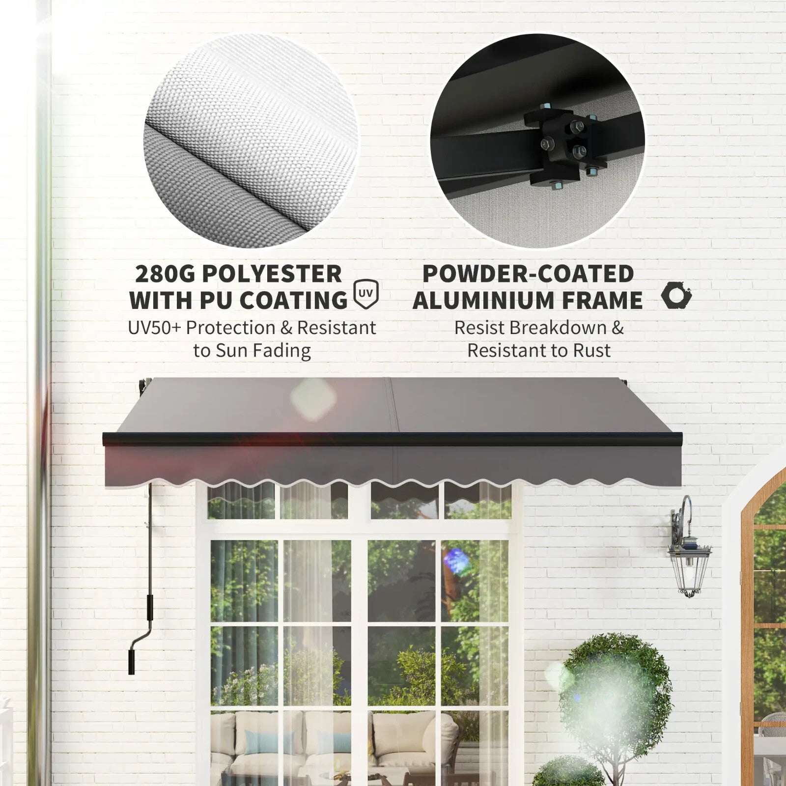 3 x 2.5m Electric Retractable Awning with LED Light Remote UV50 DIY Patio Canopy - Home and Garden Furniture Shop - rustic - furniture