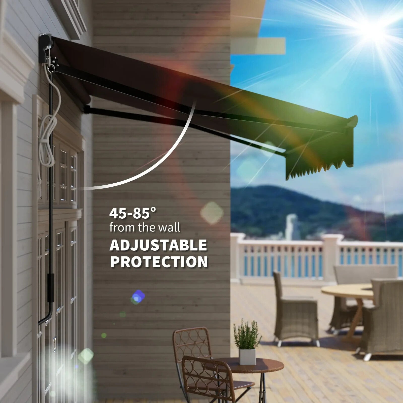3 x 2.5m Electric Retractable Awning with LED Light Remote UV50 DIY Patio Canopy - Home and Garden Furniture Shop - rustic - furniture
