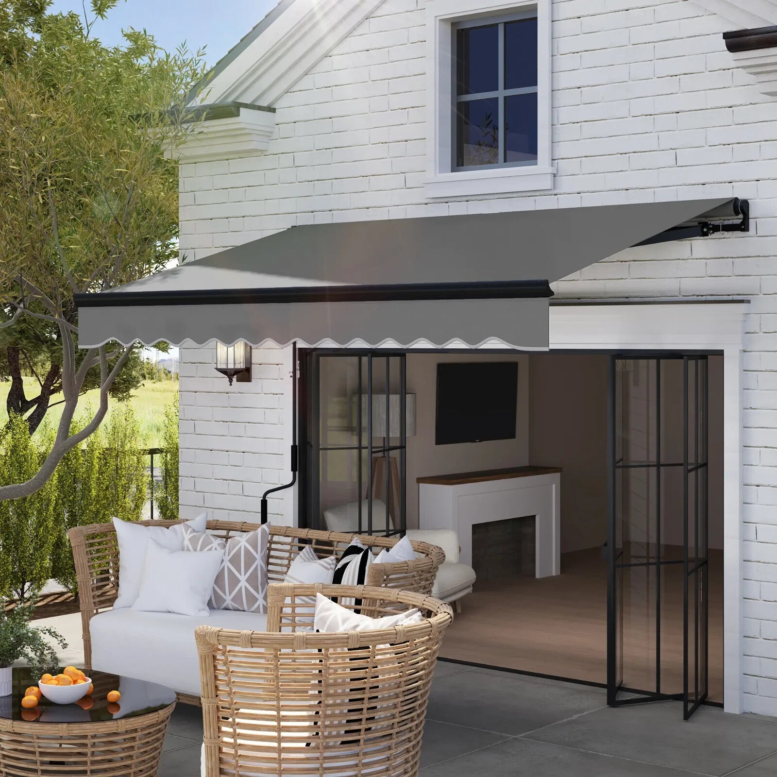 3 x 2.5m Electric Retractable Awning with LED Light Remote UV50 DIY Patio Canopy - Home and Garden Furniture Shop - rustic - furniture