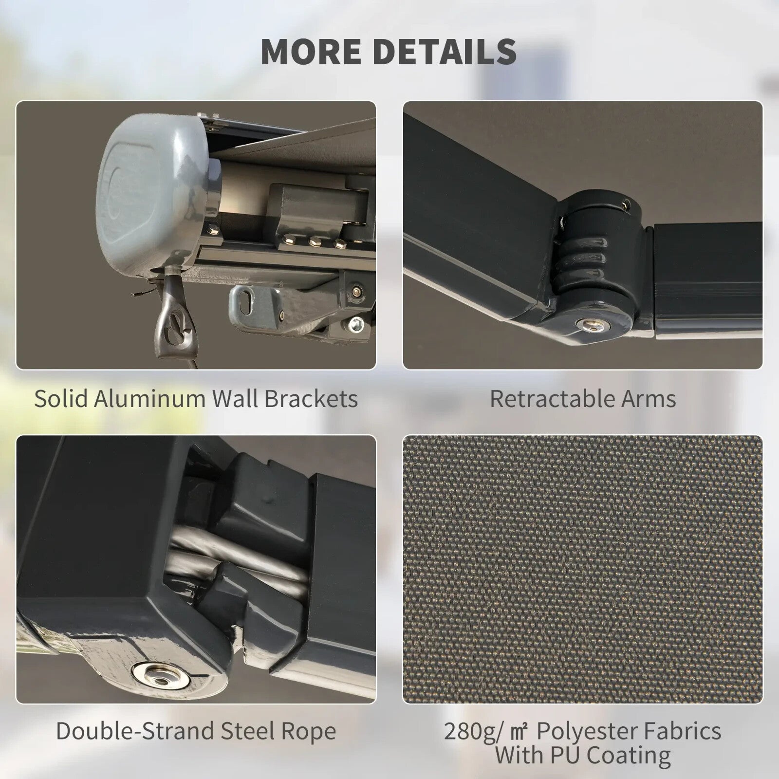 3 x 2.5m Electric Retractable Awning with Remote Aluminium Frame UV50 Sun Canopy - Home and Garden Furniture Shop - rustic - furniture