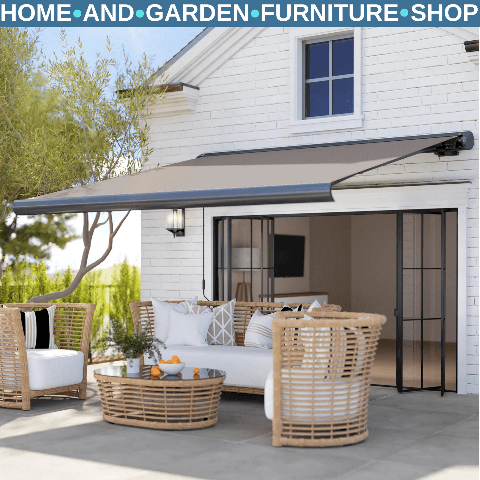 3 x 2.5m Electric Retractable Awning with Remote Aluminium Frame UV50 Sun Canopy - Home and Garden Furniture Shop - rustic - furniture