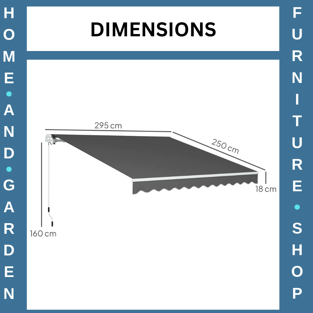 3 x 2.5m Manual Garden Awning Retractable Canopy with Crank Handle and Fittings - Home and Garden Furniture Shop - rustic - furniture