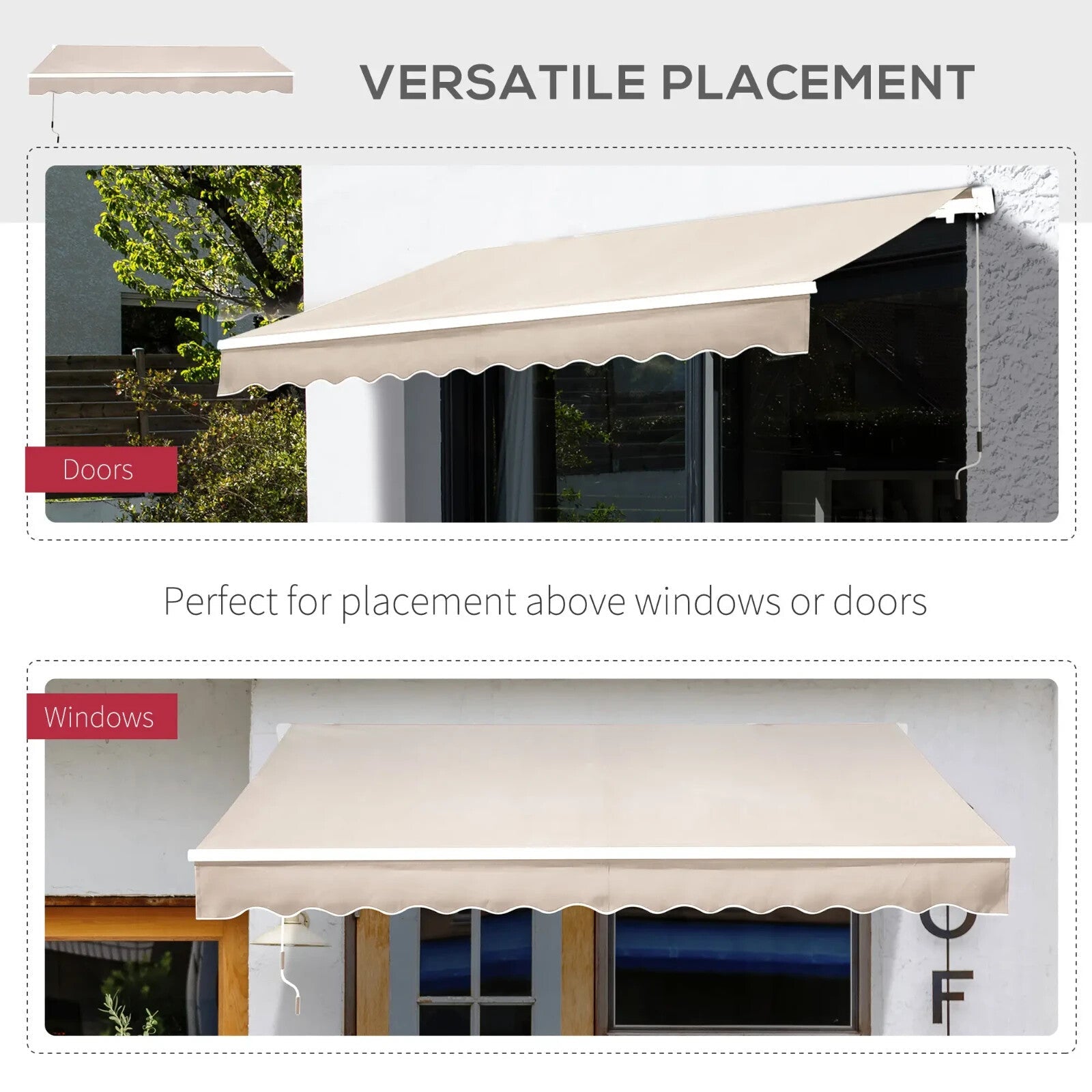 3 x 2.5m Manual Retractable Awning Garden Patio Canopy Shelter Wall Mounted - Home and Garden Furniture Shop - rustic - furniture
