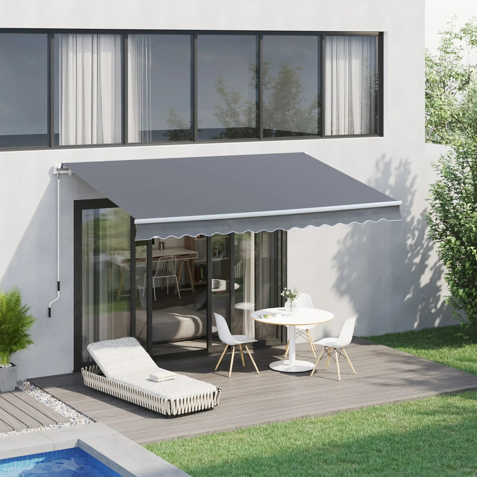 3 x 2.5m Manual Retractable Garden Awning Canopy Sun Shade Shelter for Outdoors - Home and Garden Furniture Shop - rustic - furniture