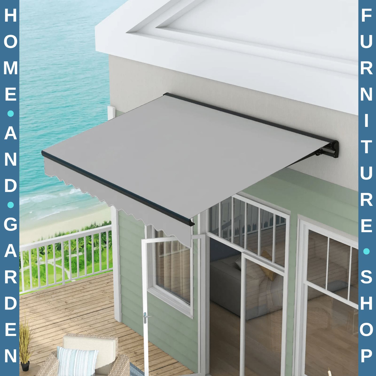 3 x 2m Electric Retractable Awning Canopy with Remote for Patio Door or Window - Home and Garden Furniture Shop - rustic - furniture