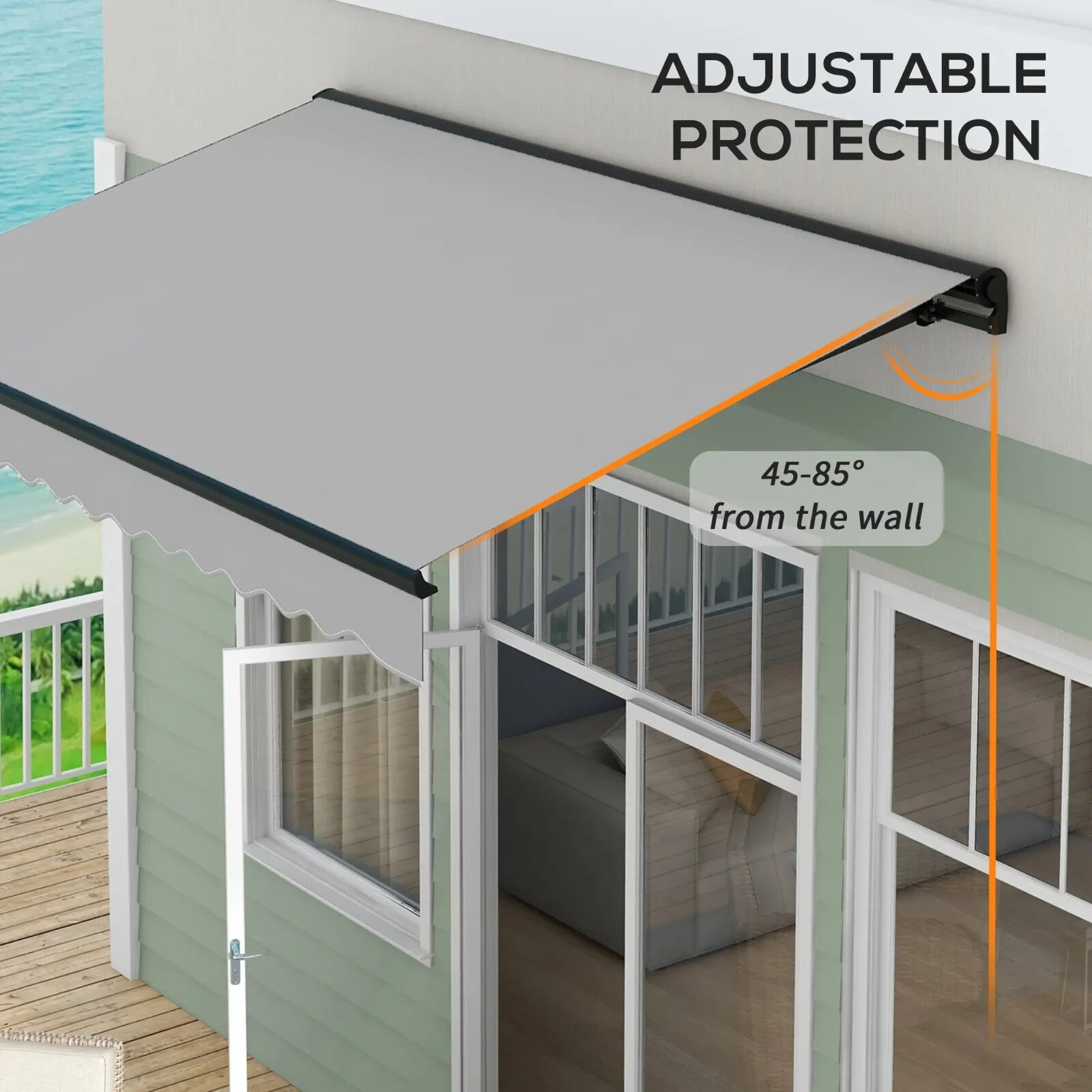3 x 2m Electric Retractable Awning Canopy with Remote for Patio Door or Window - Home and Garden Furniture Shop - rustic - furniture