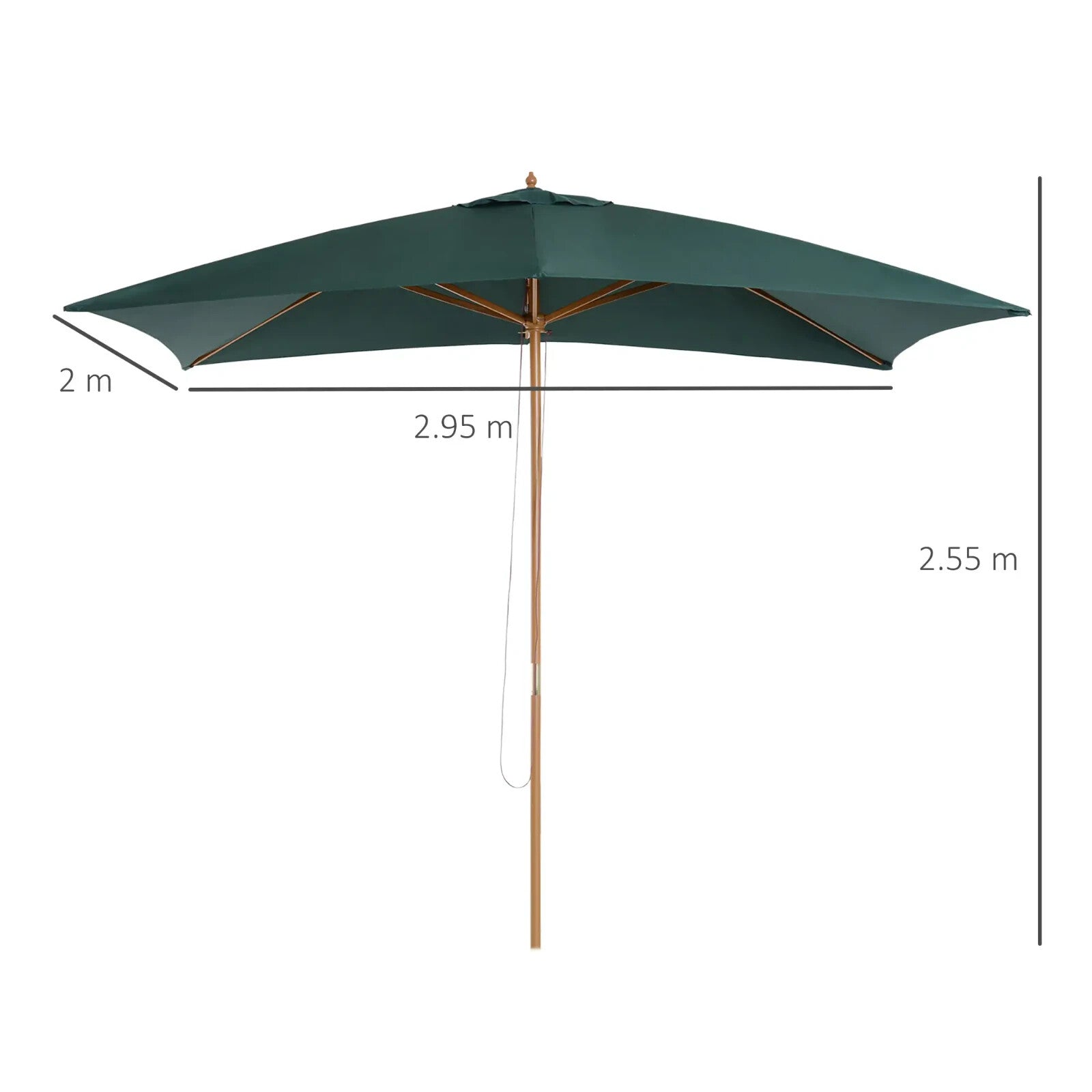 3 x 2m Wooden Garden Parasol Patio Sun Umbrella Outdoor Shade with Push Button - Home and Garden Furniture Shop - rustic - furniture