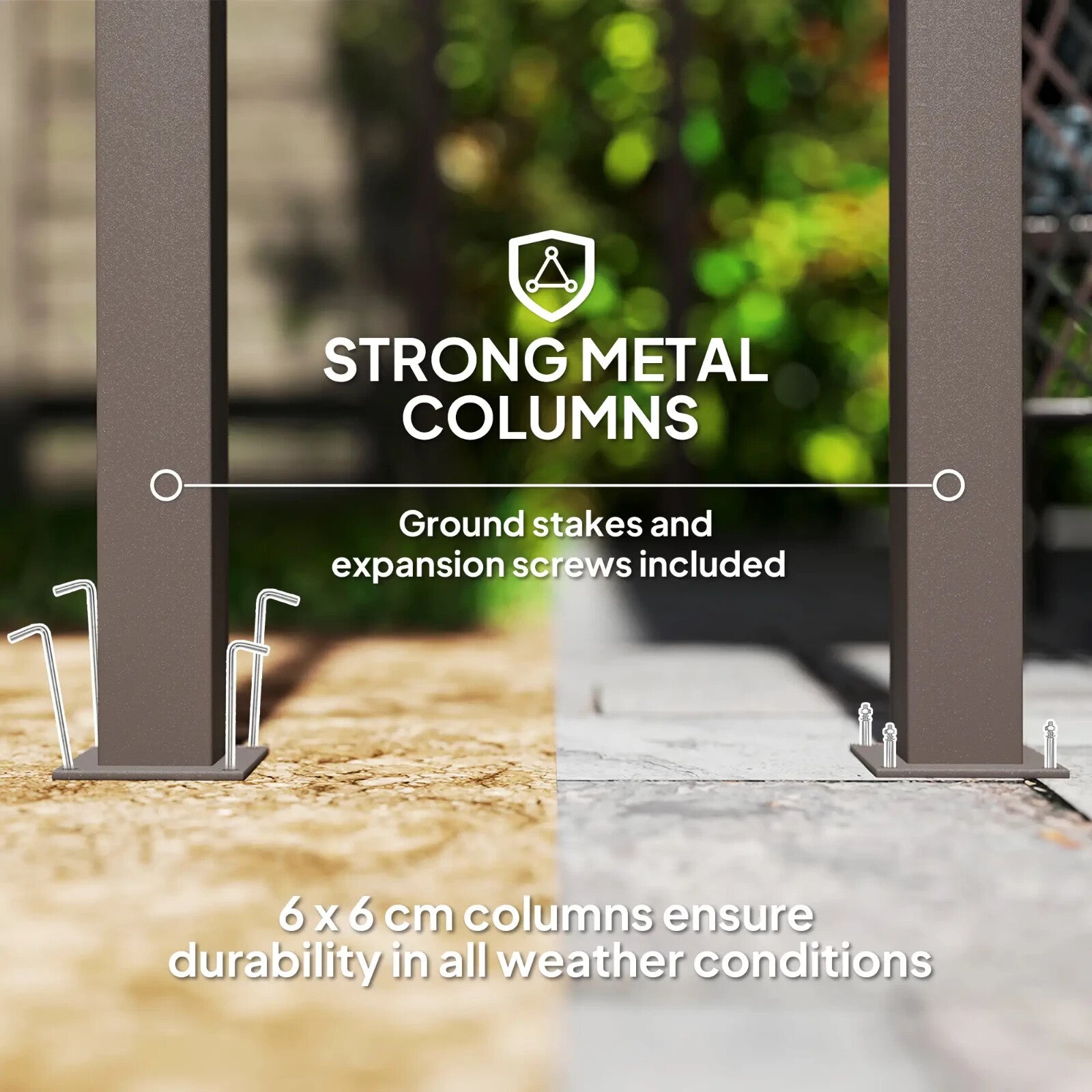 3 x 3 m Garden Pergola with Waterproof Metal Roof Lean To Hardtop Gazebo Outdoor - Home and Garden Furniture Shop - rustic - furniture