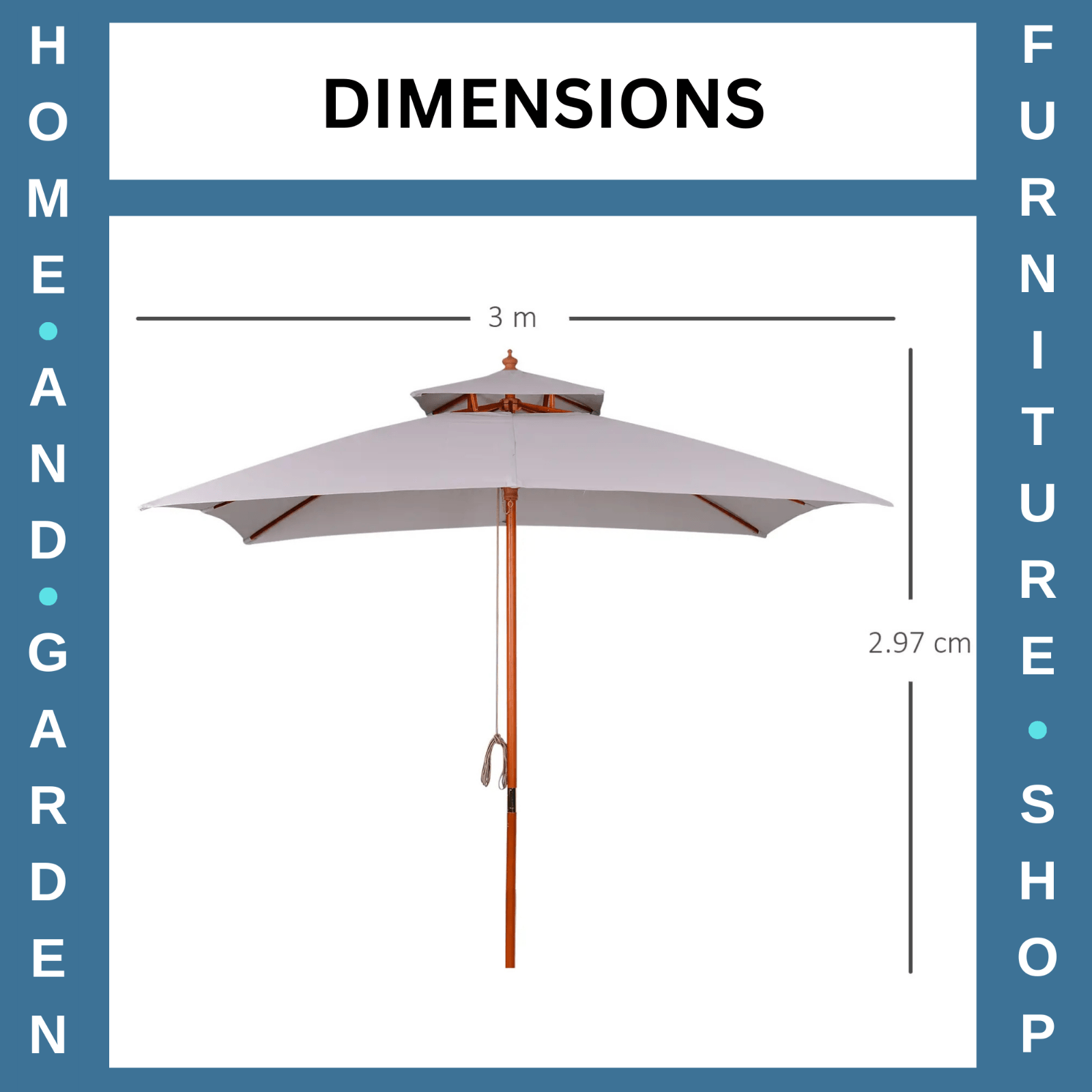 3 x 3 m Garden Umbrella Large Outdoor Parasol Sunshade Canopy with Double Tier - Home and Garden Furniture Shop - rustic - furniture