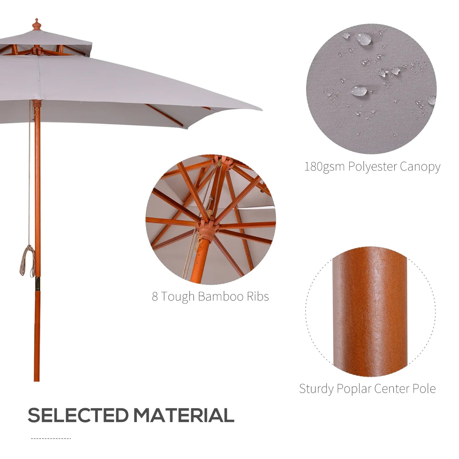 3 x 3 m Garden Umbrella Large Outdoor Parasol Sunshade Canopy with Double Tier - Home and Garden Furniture Shop - rustic - furniture