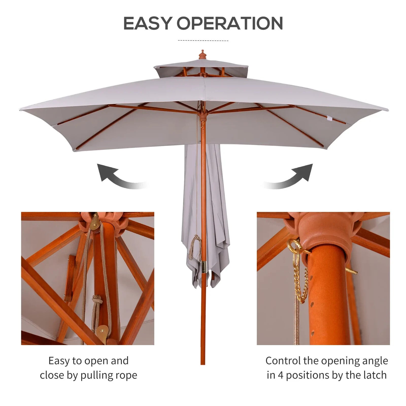 3 x 3 m Garden Umbrella Large Outdoor Parasol Sunshade Canopy with Double Tier - Home and Garden Furniture Shop - rustic - furniture