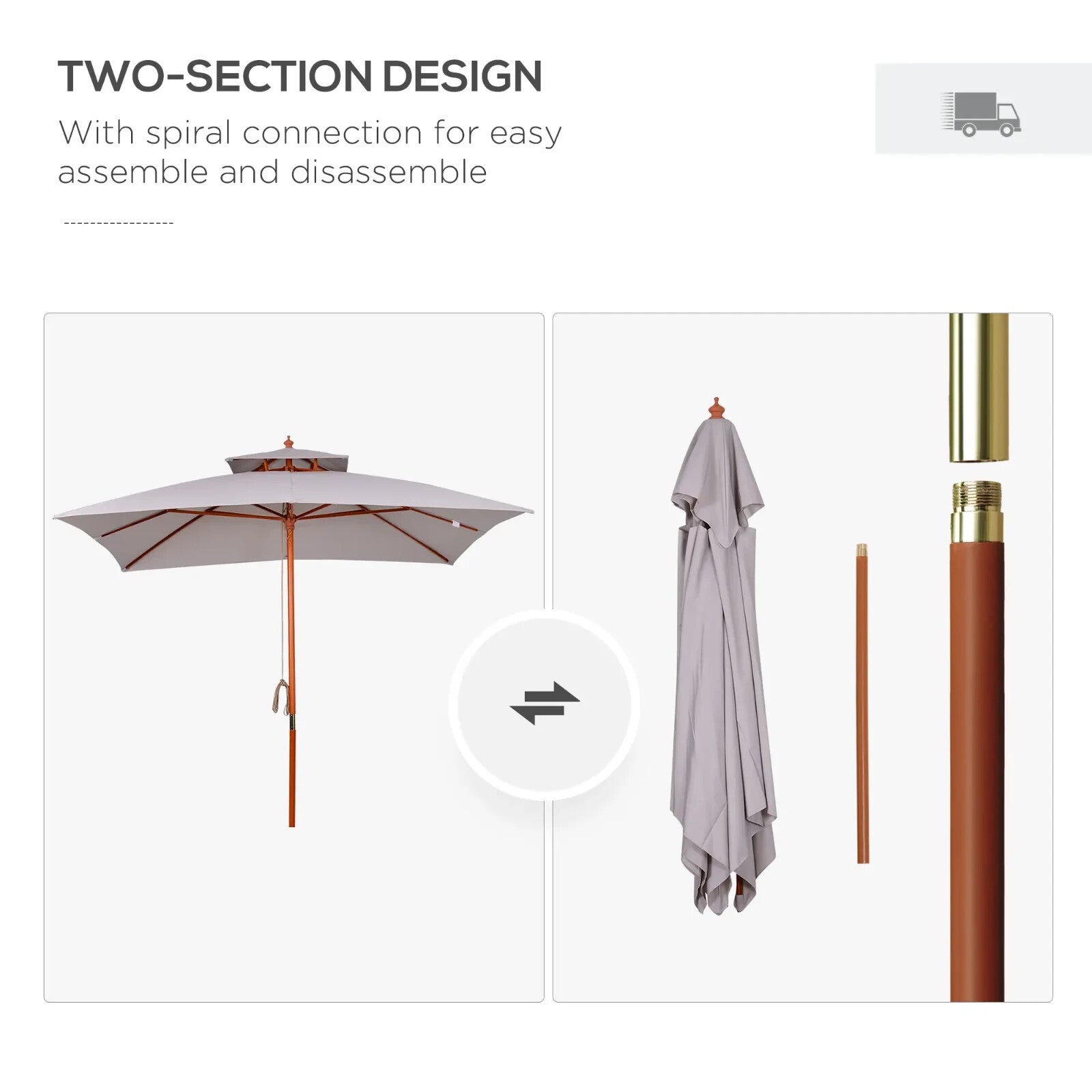 3 x 3 m Garden Umbrella Large Outdoor Parasol Sunshade Canopy with Double Tier - Home and Garden Furniture Shop - rustic - furniture