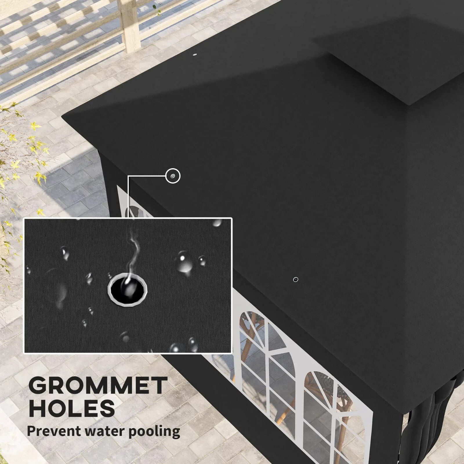 3 x 3 m Metal Gazebo with Double Roof and Removable Side Panels for Garden Black - Home and Garden Furniture Shop - rustic - furniture