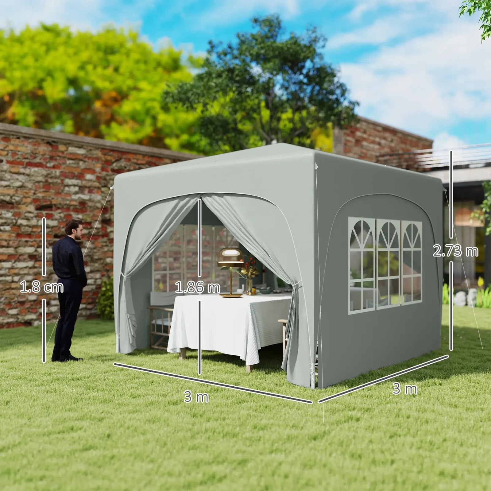 3 x 3 m Pop Up Gazebo with Sides Bag Height Adjustable Party Tent Event Shelter - Home and Garden Furniture Shop - rustic - furniture