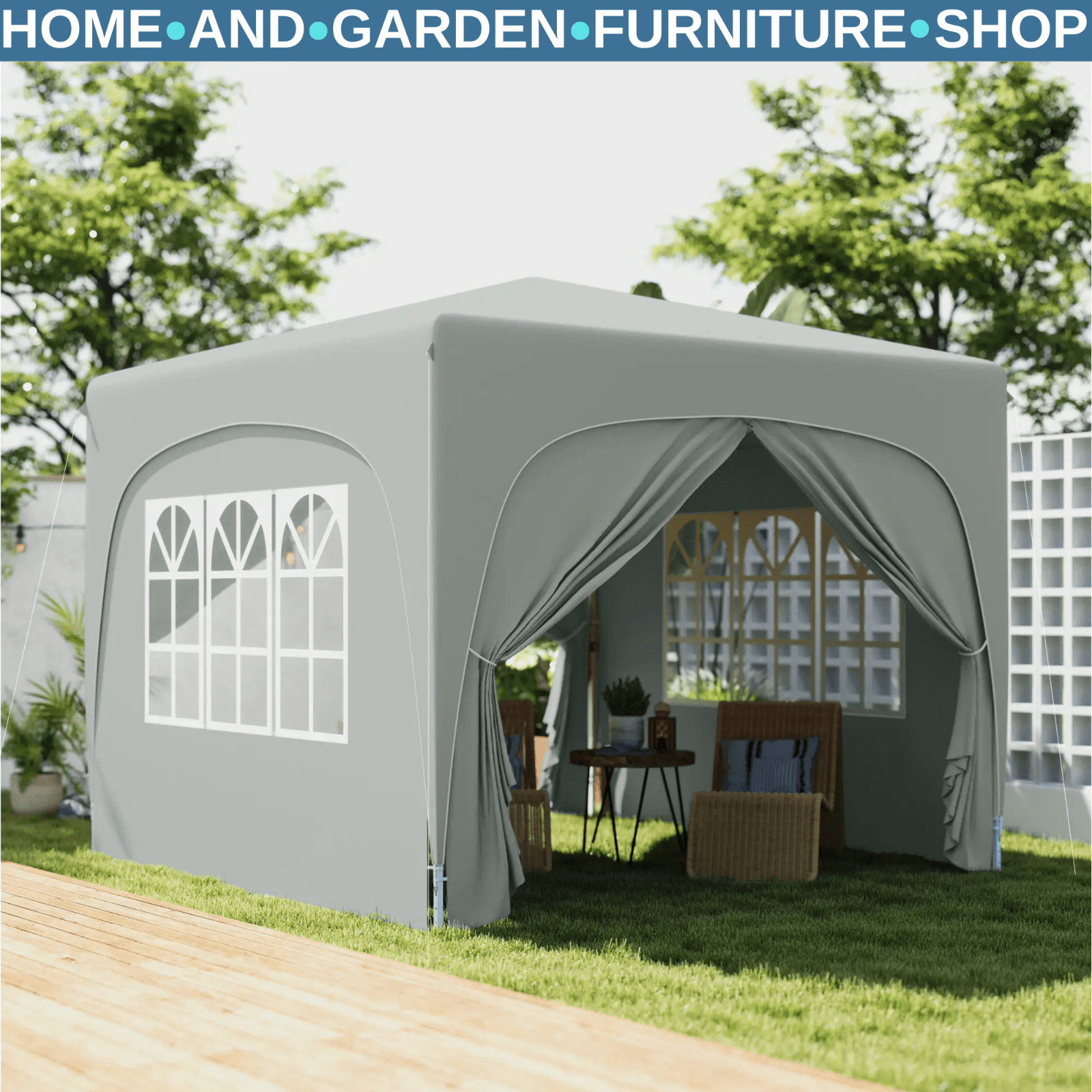 3 x 3 m Pop Up Gazebo with Sides Bag Height Adjustable Party Tent Event Shelter - Home and Garden Furniture Shop - rustic - furniture