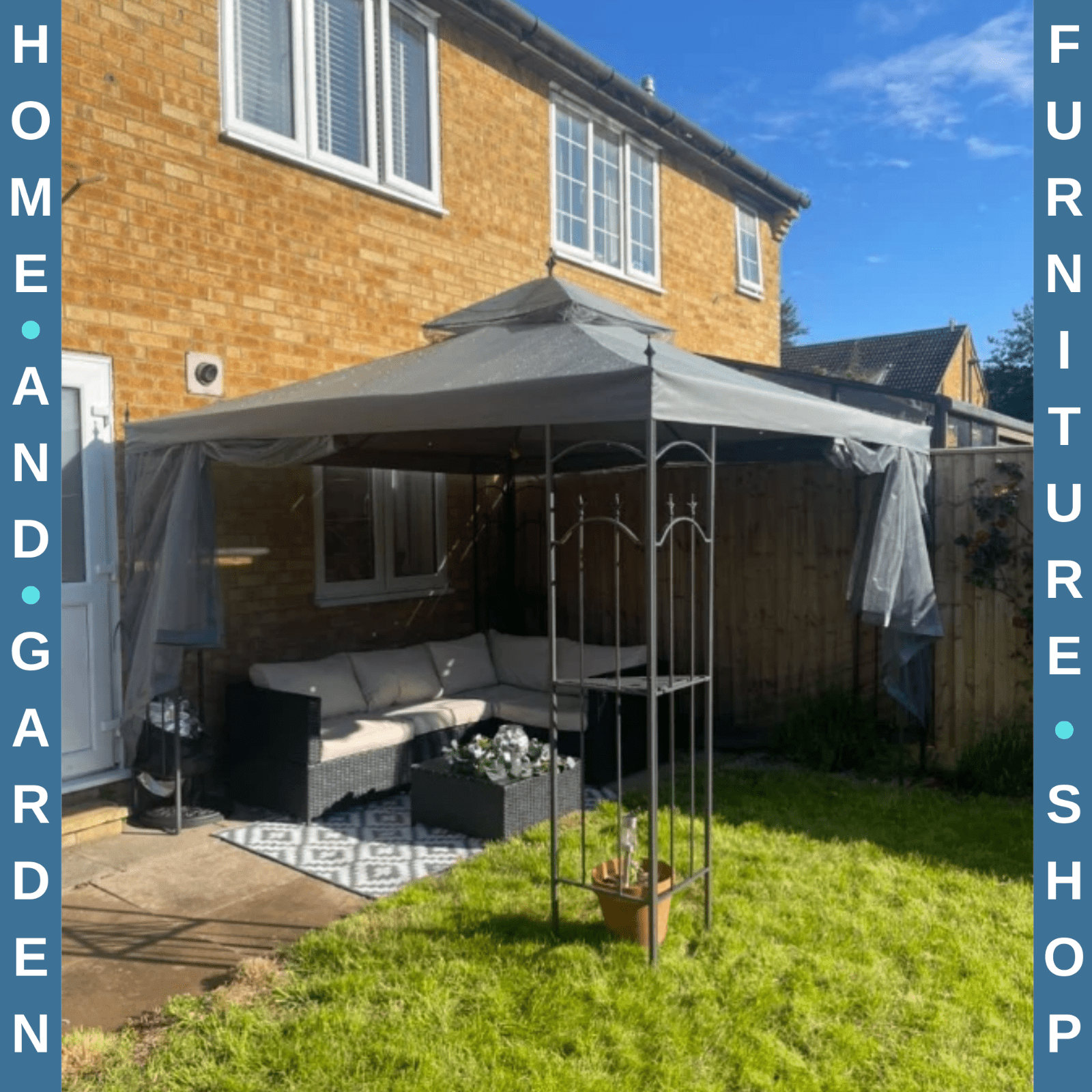 3 x 3m Garden Gazebo with Double Roof Canopy and Mesh Curtains for Outdoor Use - Home and Garden Furniture Shop - rustic - furniture