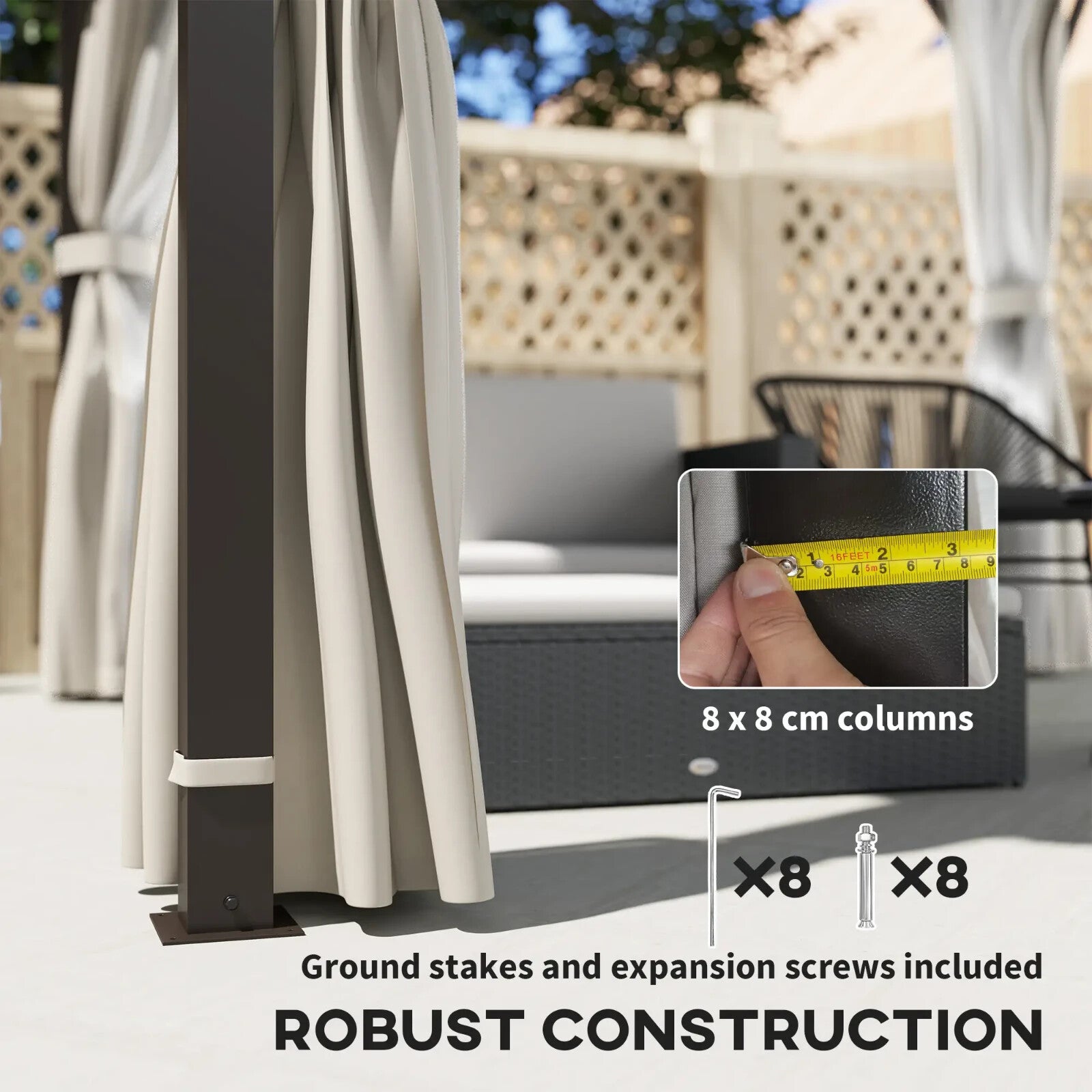 3 x 3m Hardtop Garden Gazebo with Curtains Double Roof Waterproof Patio Pavilion - Home and Garden Furniture Shop - rustic - furniture