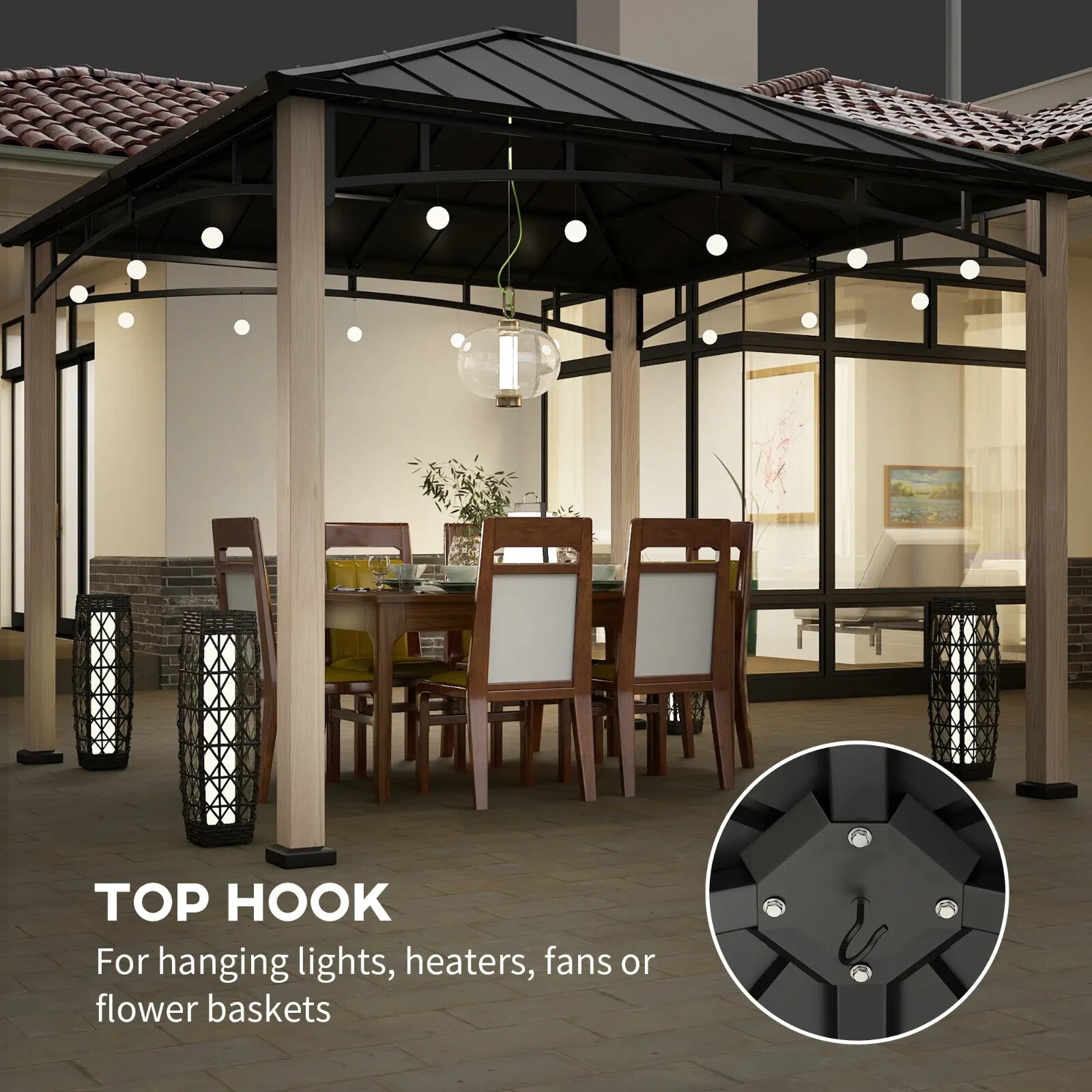 3 x 3m Hardtop Gazebo with Metal Roof Patio Garden Shelter Outdoor Metal Gazebo - Home and Garden Furniture Shop - rustic - furniture