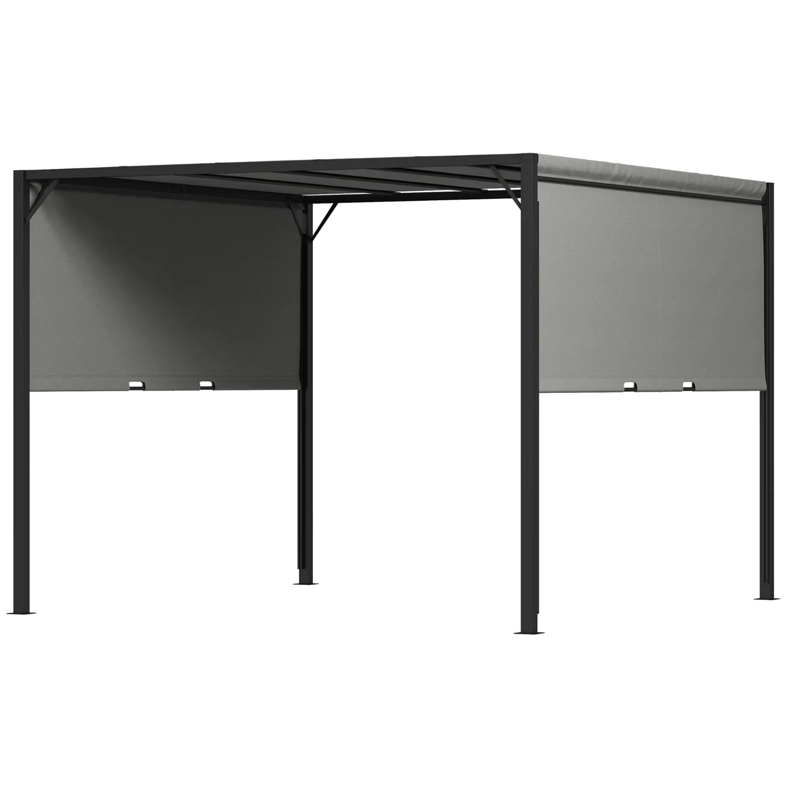 3 x 3m Pergola Retractable Roof Metal Gazebo Outdoor Sun Shade Shelter Canopy - Home and Garden Furniture Shop - rustic - furniture