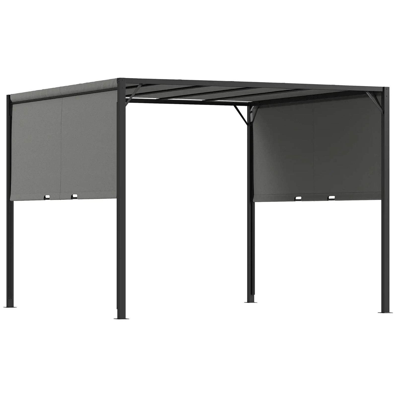 3 x 3m Pergola Retractable Roof Metal Gazebo Outdoor Sun Shade Shelter Canopy - Home and Garden Furniture Shop - rustic - furniture