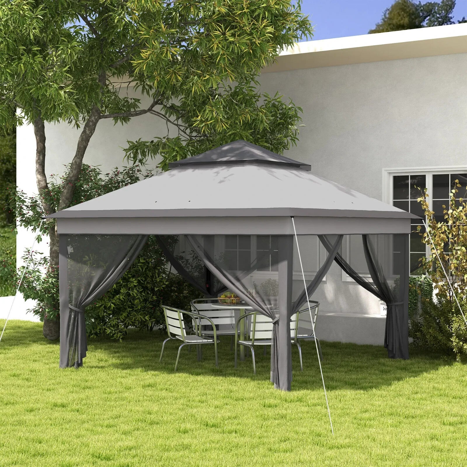 3 x 3m Pop Up Gazebo w/ Netting Carry Bag Height Adjustable Garden Event Shelter - Home and Garden Furniture Shop - rustic - furniture