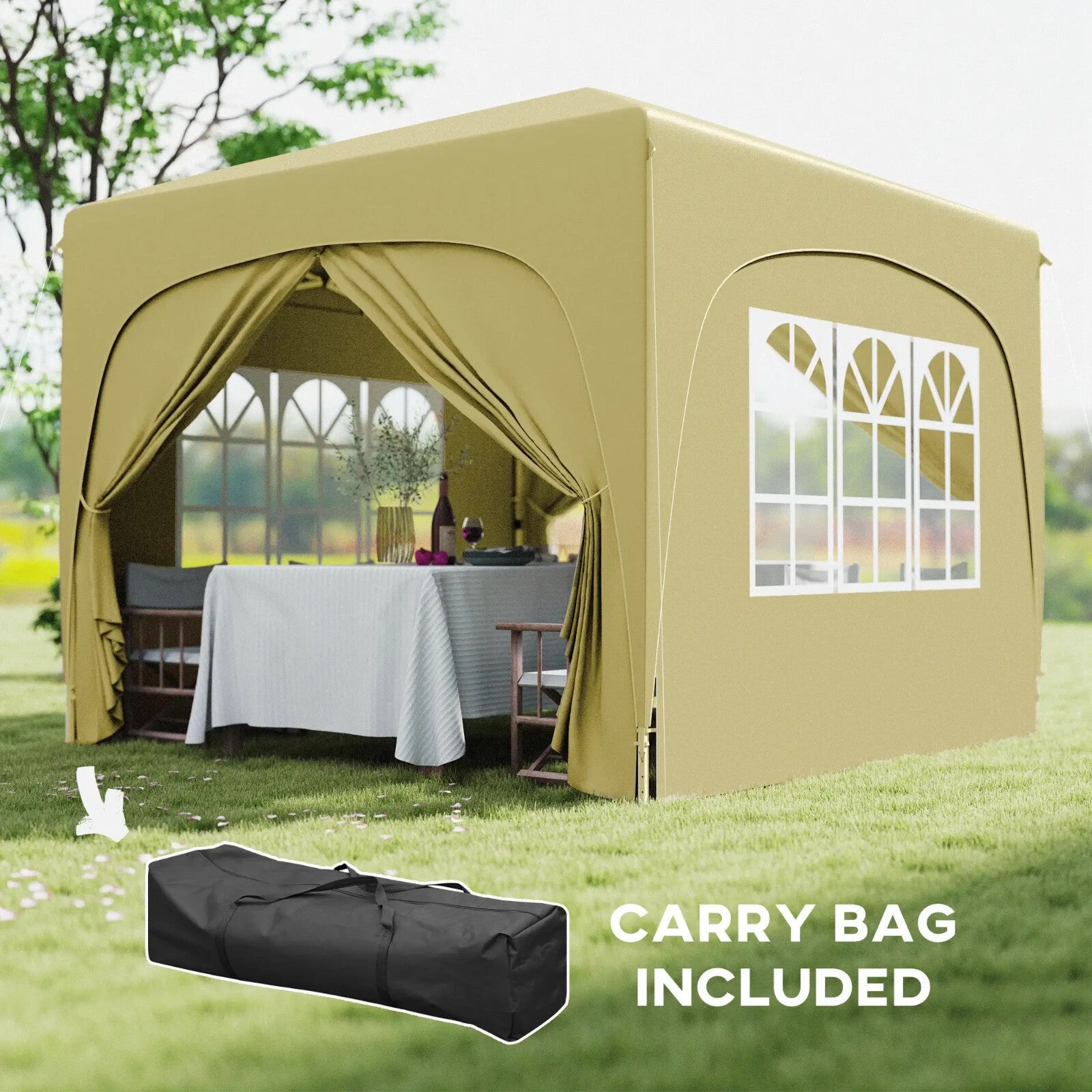3 x 3m Pop Up Gazebo with Sides Carry Bag Garden Tent Camping Shelter Windows - Home and Garden Furniture Shop - rustic - furniture