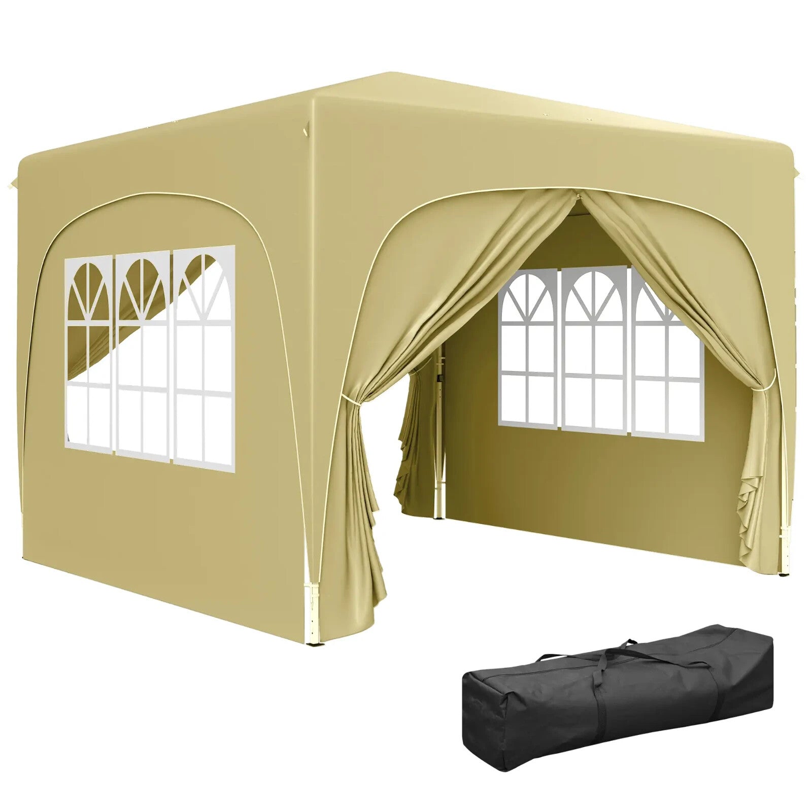 3 x 3m Pop Up Gazebo with Sides Carry Bag Garden Tent Camping Shelter Windows - Home and Garden Furniture Shop - rustic - furniture