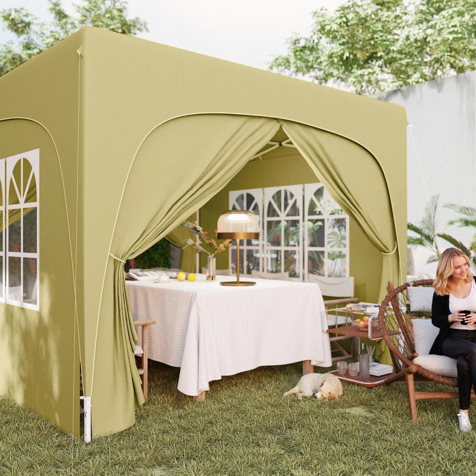3 x 3m Pop Up Gazebo with Sides Carry Bag Garden Tent Camping Shelter Windows - Home and Garden Furniture Shop - rustic - furniture