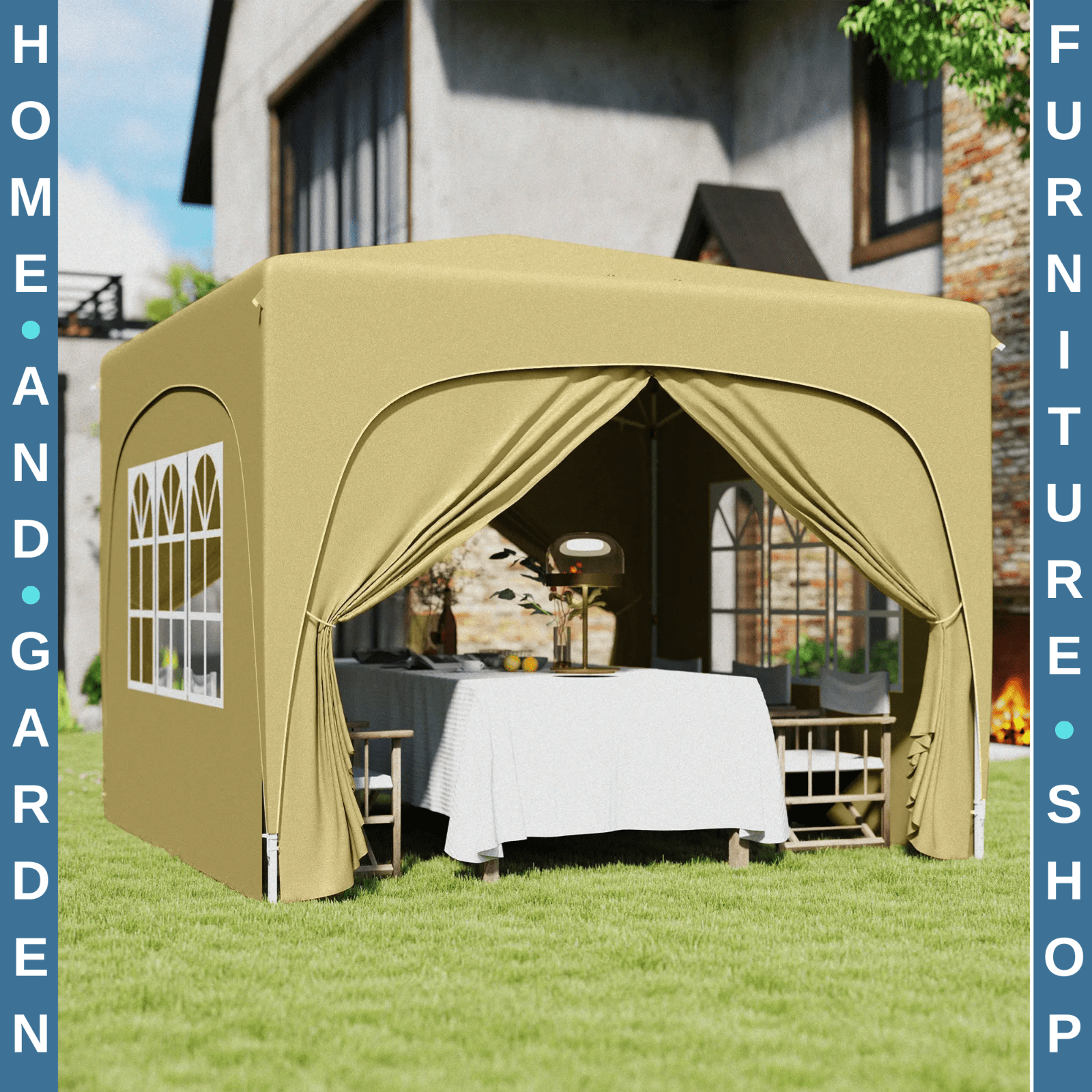 3 x 3m Pop Up Gazebo with Sides Carry Bag Garden Tent Camping Shelter Windows - Home and Garden Furniture Shop - rustic - furniture
