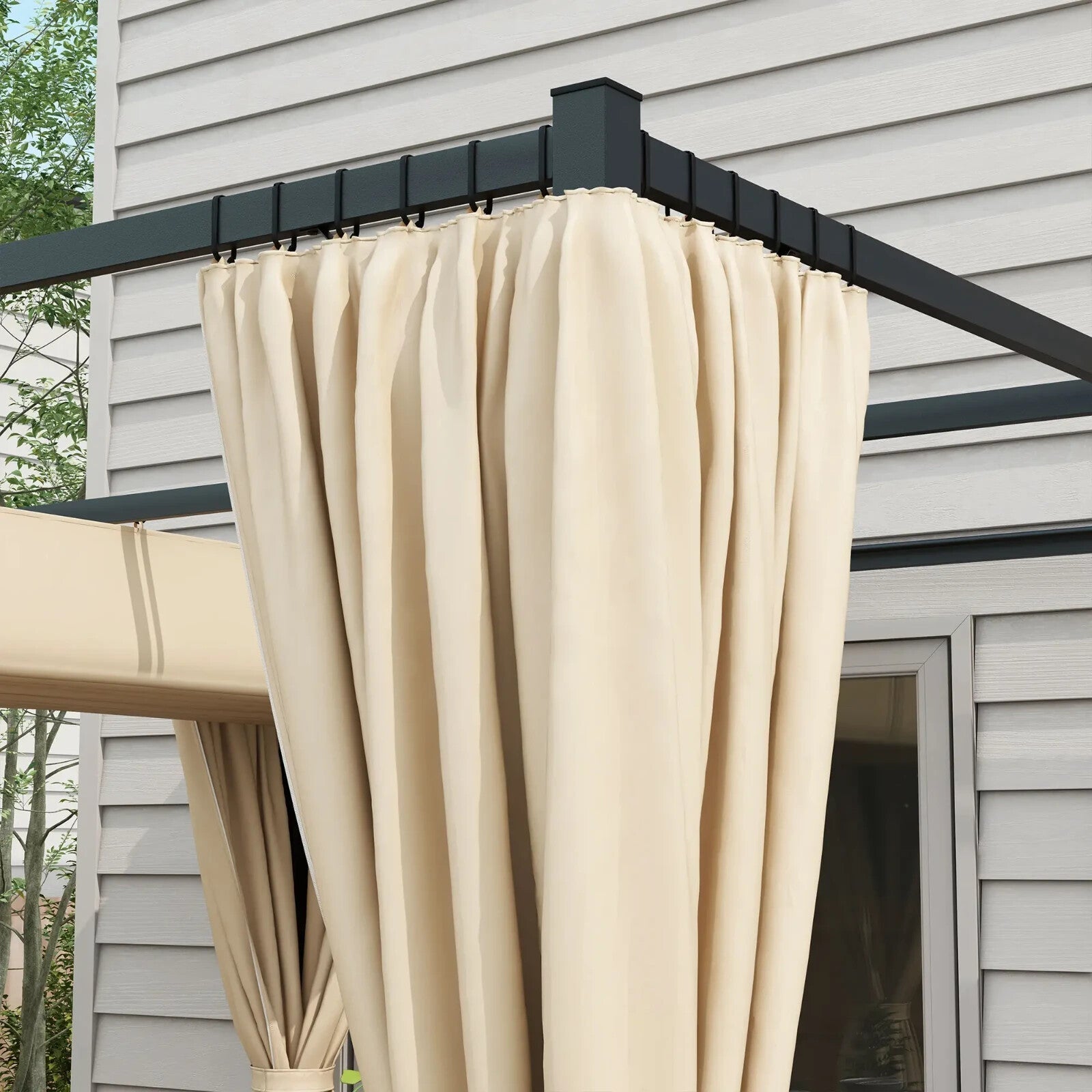 3 x 3m Retractable Pergola Gazebo with Curtains Garden Shelter Canopy for Patio - Home and Garden Furniture Shop - rustic - furniture