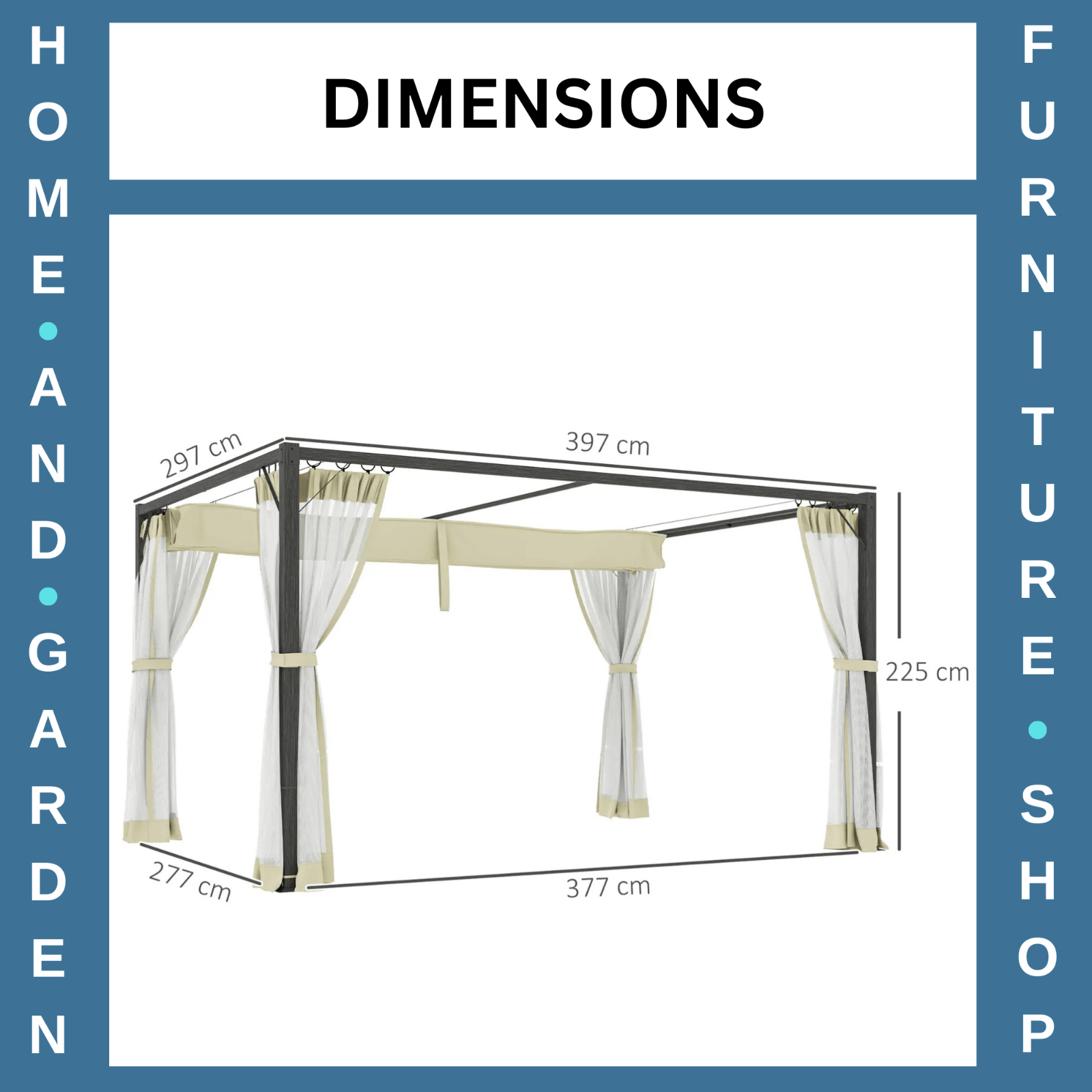 3 x 4m Aluminium Pergola with Retractable Roof Garden Shelter with Sturdy Frame - Home and Garden Furniture Shop - rustic - furniture