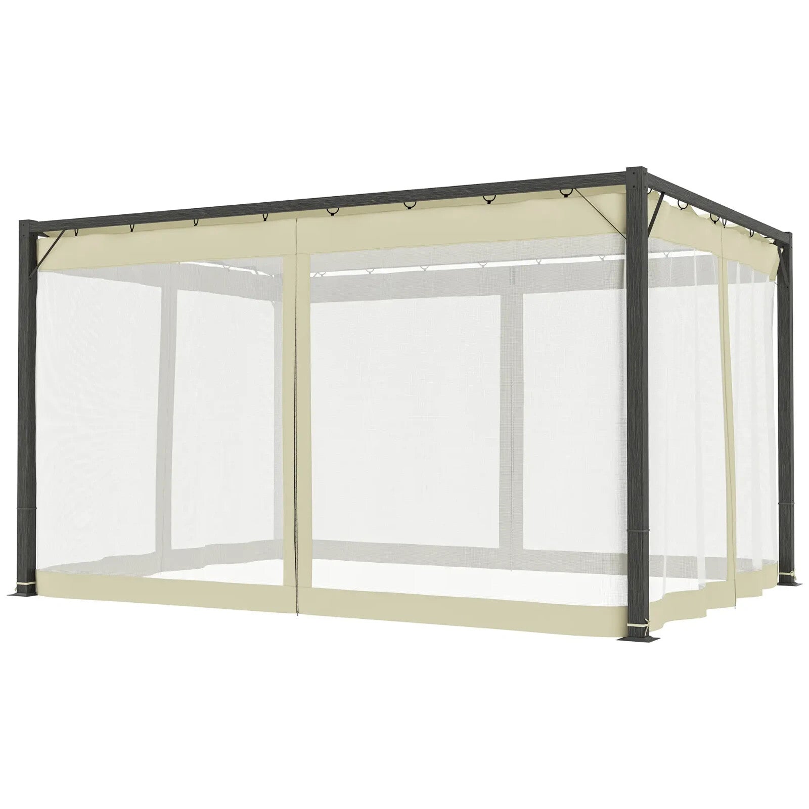3 x 4m Aluminium Pergola with Retractable Roof Garden Shelter with Sturdy Frame - Home and Garden Furniture Shop - rustic - furniture