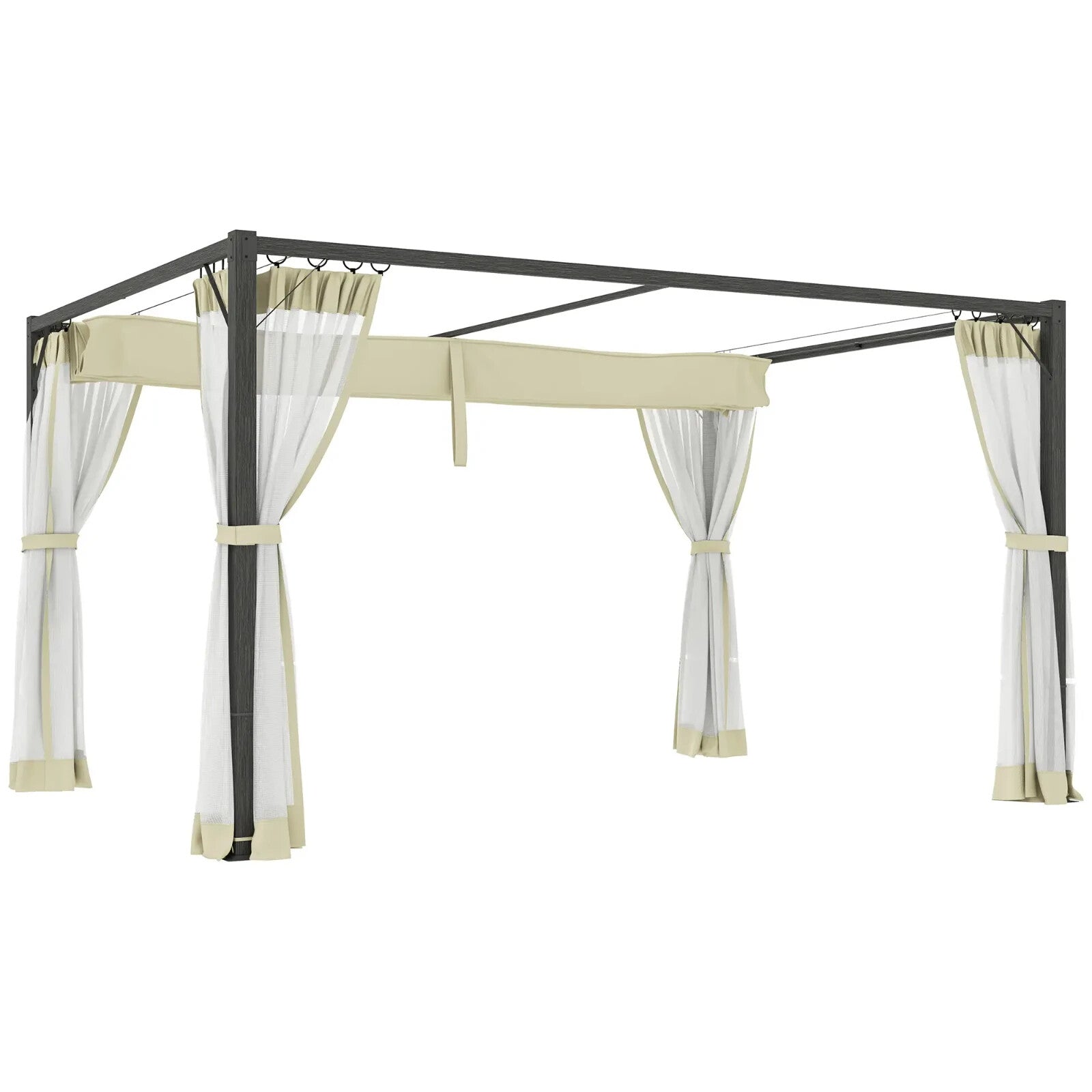 3 x 4m Aluminium Pergola with Retractable Roof Garden Shelter with Sturdy Frame - Home and Garden Furniture Shop - rustic - furniture