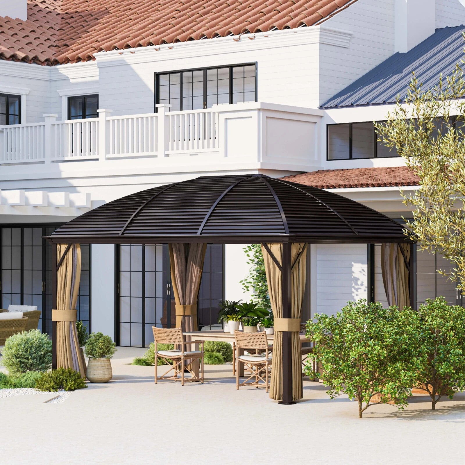 3 x 4m Hardtop Garden Gazebo Steel Roof Heavy Duty Pavilion with Sides Shelter - Home and Garden Furniture Shop - rustic - furniture