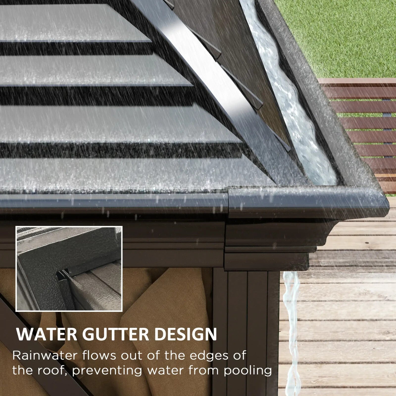 3 x 4m Hardtop Garden Gazebo Steel Roof Heavy Duty Pavilion with Sides Shelter - Home and Garden Furniture Shop - rustic - furniture