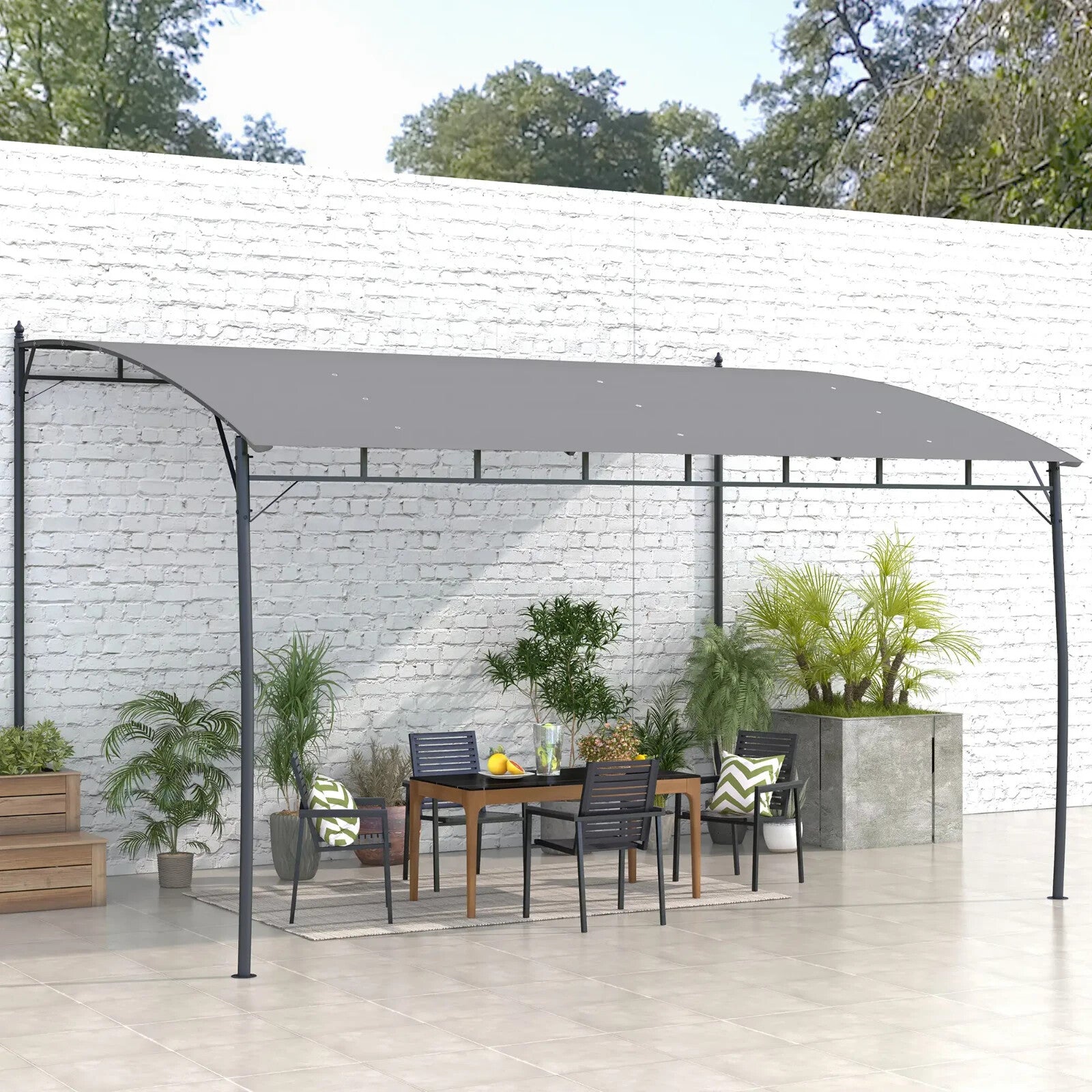 3 x 4m Metal Frame Garden Gazebo – Outdoor Patio Sun Shade Shelter Canopy - Home and Garden Furniture Shop - rustic - furniture