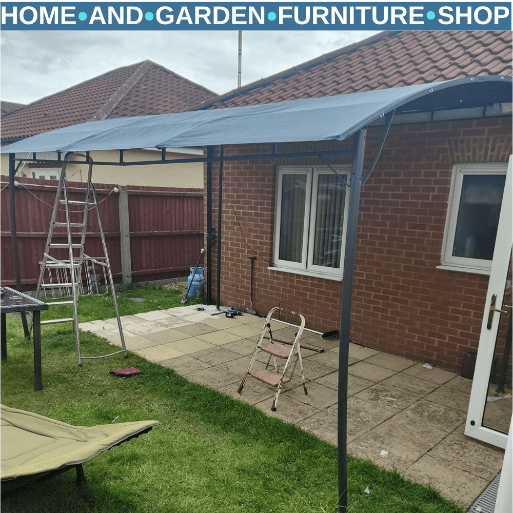 3 x 4m Metal Frame Garden Gazebo – Outdoor Patio Sun Shade Shelter Canopy - Home and Garden Furniture Shop - rustic - furniture