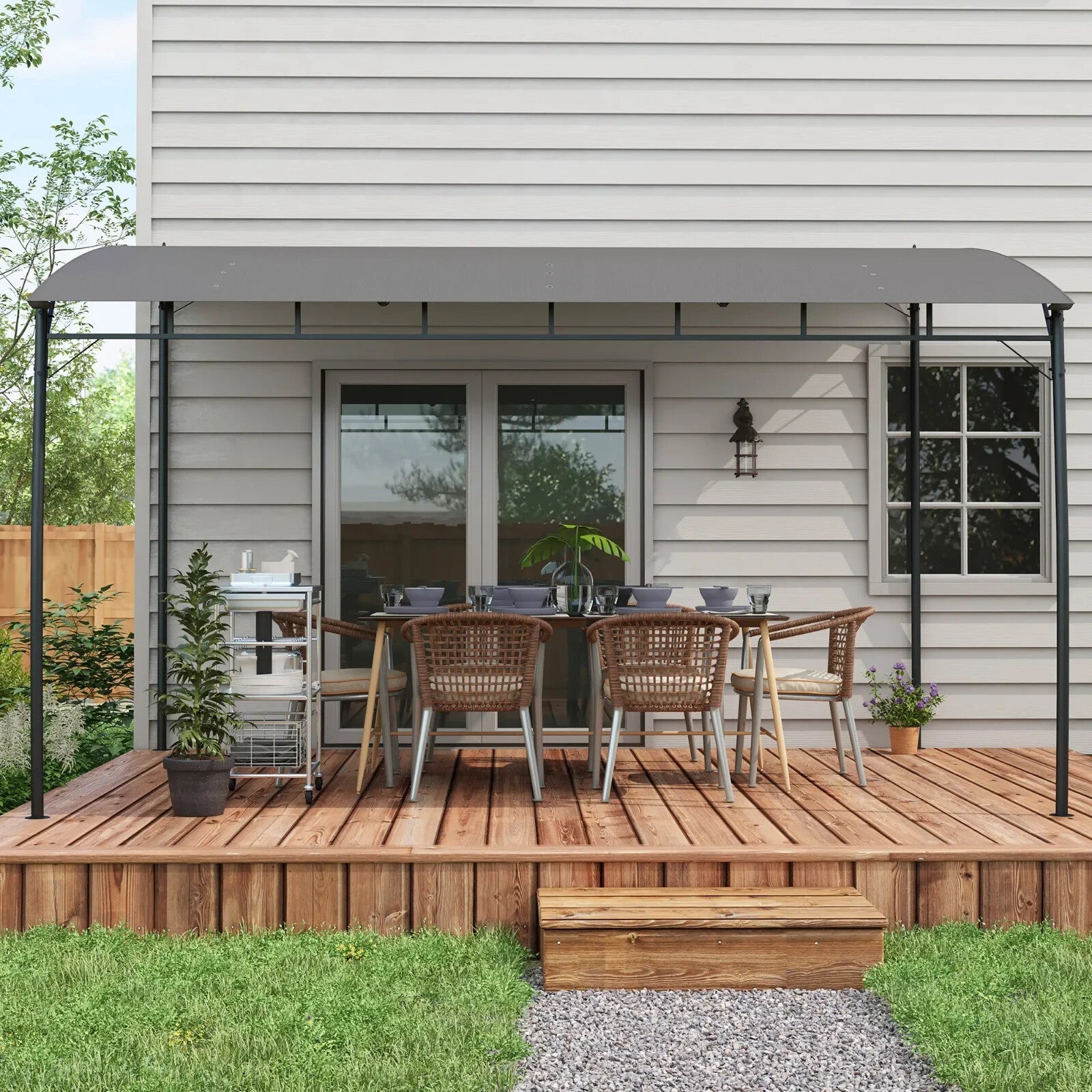 3 x 4m Metal Frame Garden Gazebo – Outdoor Patio Sun Shade Shelter Canopy - Home and Garden Furniture Shop - rustic - furniture