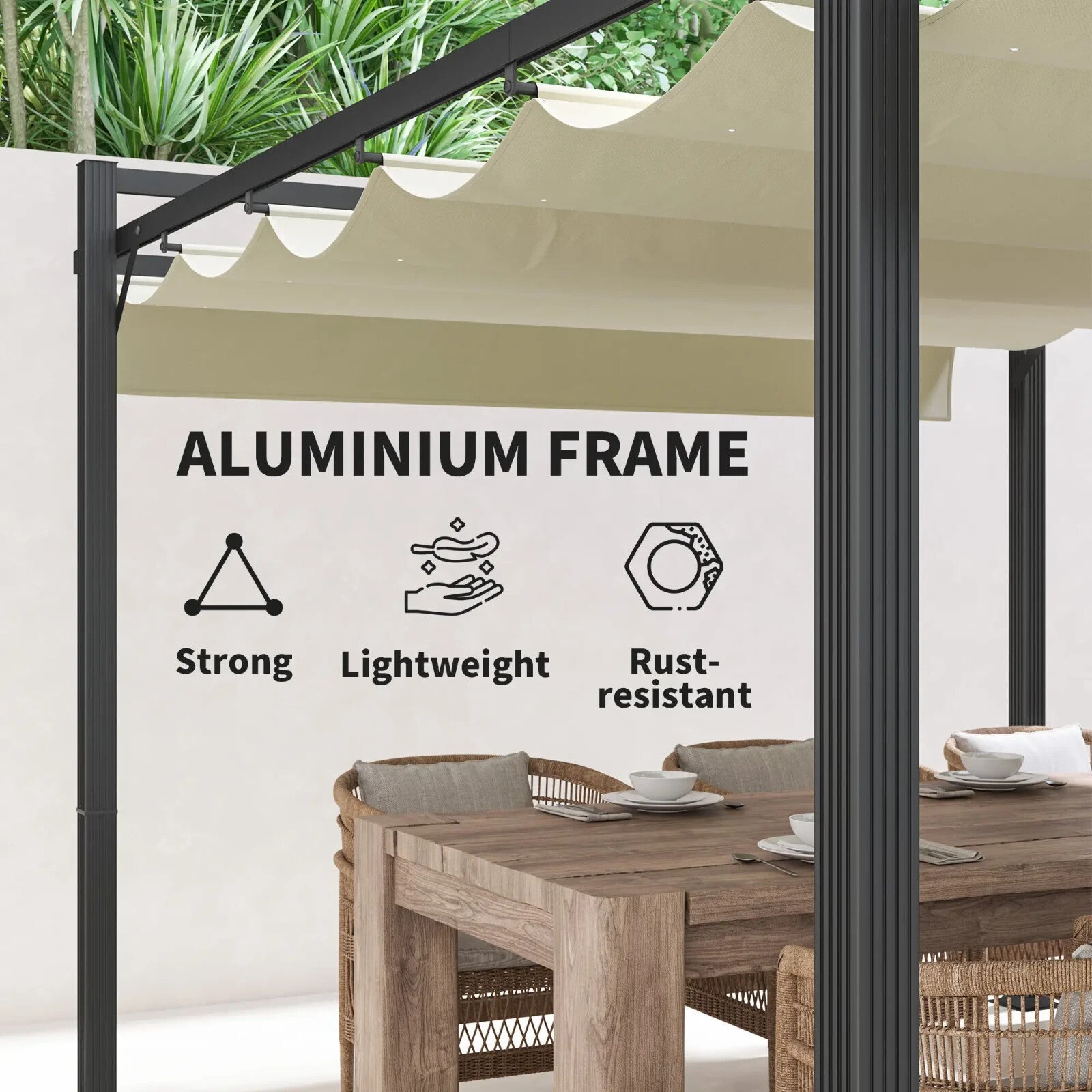 3 x 4m Retractable Pergola Gazebo with Aluminium Frame Garden Patio Canopy Cover - Home and Garden Furniture Shop - rustic - furniture