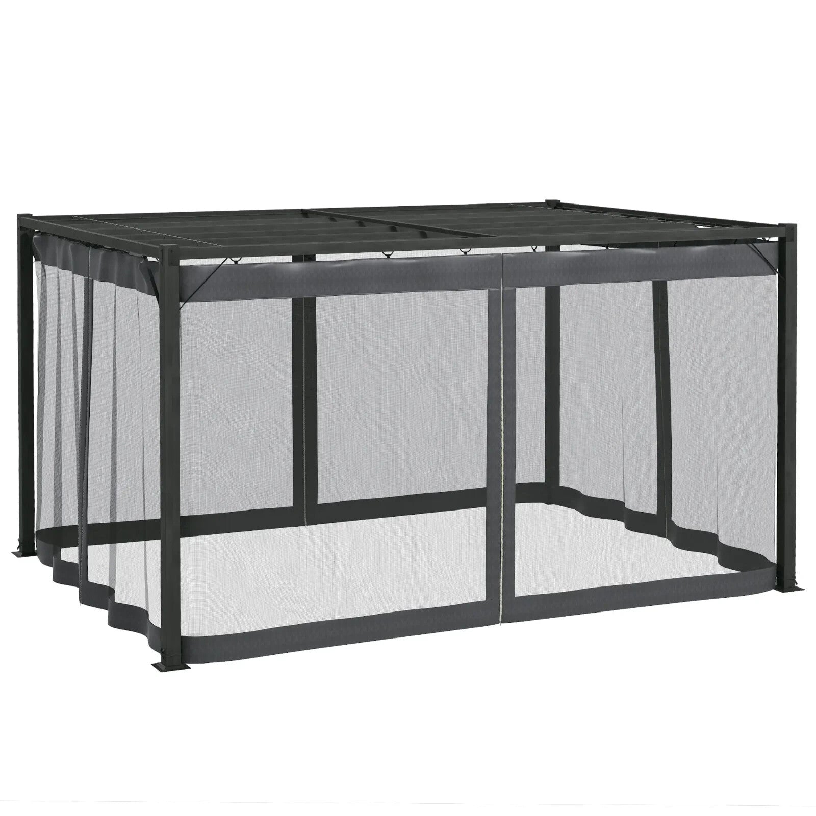 3 x 4m Retractable Pergola Gazebo with Netting Garden Shelter Patio Deck Canopy - Home and Garden Furniture Shop - rustic - furniture