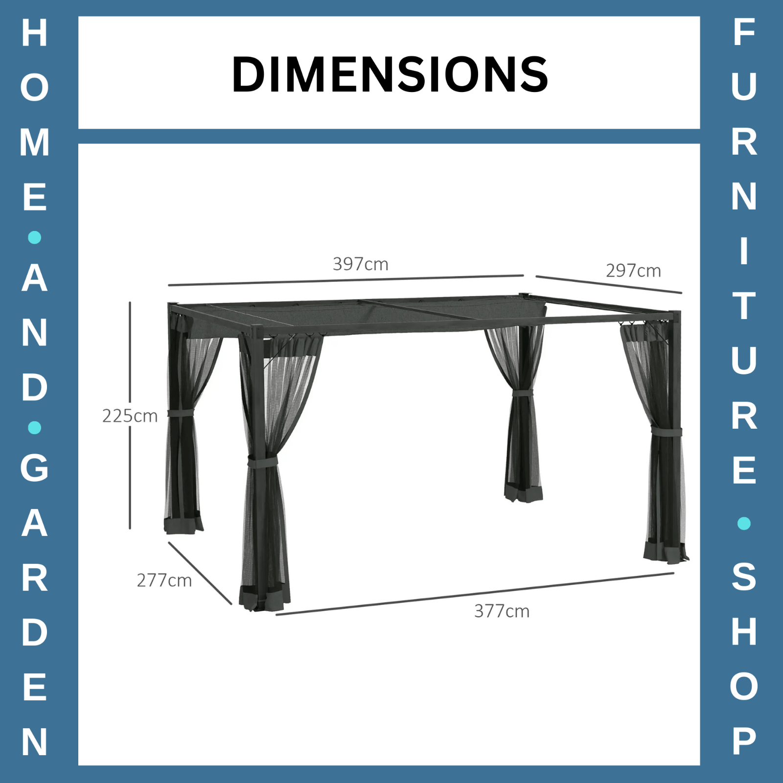 3 x 4m Retractable Pergola Gazebo with Netting Garden Shelter Patio Deck Canopy - Home and Garden Furniture Shop - rustic - furniture