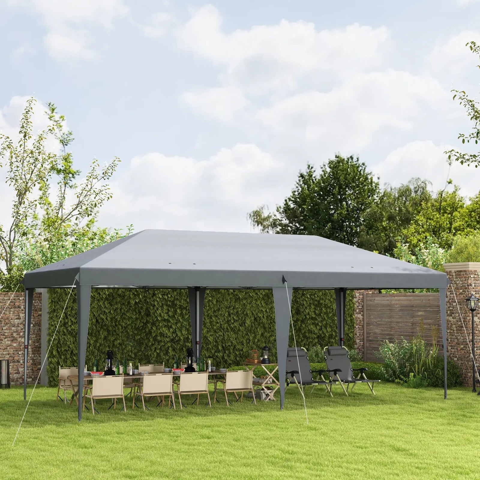 3 x 6 m Pop Up Gazebo Heavy Duty Patio Wedding Party Event Field Sun Canopy Grey - Home and Garden Furniture Shop - rustic - furniture