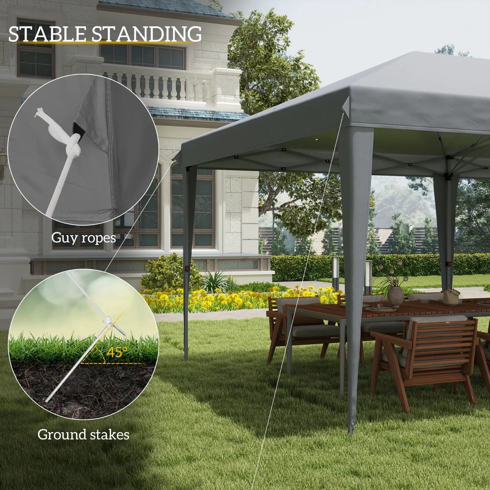 3 x 6 m Pop Up Gazebo Heavy Duty Patio Wedding Party Event Field Sun Canopy Grey - Home and Garden Furniture Shop - rustic - furniture