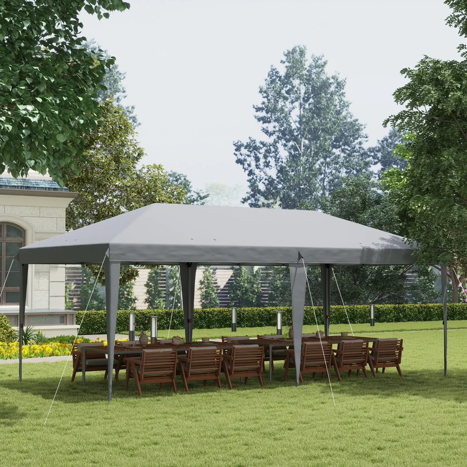 3 x 6 m Pop Up Gazebo Heavy Duty Patio Wedding Party Event Field Sun Canopy Grey - Home and Garden Furniture Shop - rustic - furniture